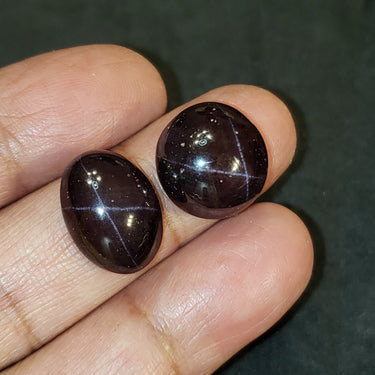 2Pcs Natural Star Garnet Cabochons LOT. Sizes are 15x11mm and 14mm